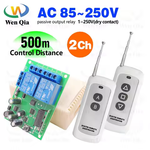 433MHz 110V 220V Universal Wireless Remote Control Switch,2CH Relay Module and 500m Transmitter for