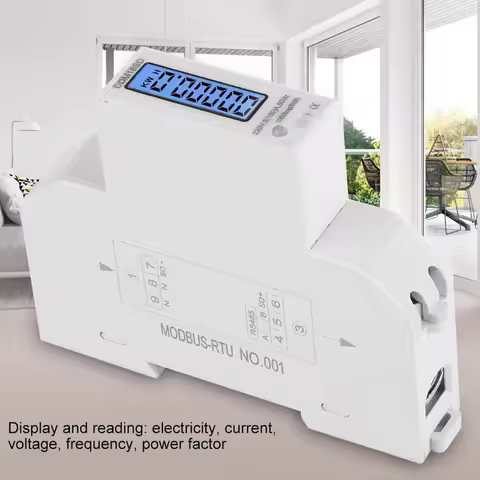 B62B-2X 5-100A 220V Energy Meter Single Phase RS485 MODBUS Protocol LCD Backlit Display Din Rail Wat