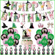 B4 Wicked Elphaba Glinda kids birthday party decorations banner cake topper balloons set supplies 4B