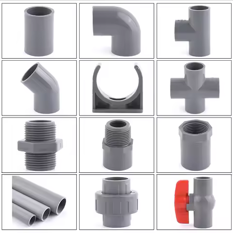 20~50mm PVC Pipe Connector Garden Irrigation Grey Ball Valve Aquarium Direct Tee Elbow Union Joint P