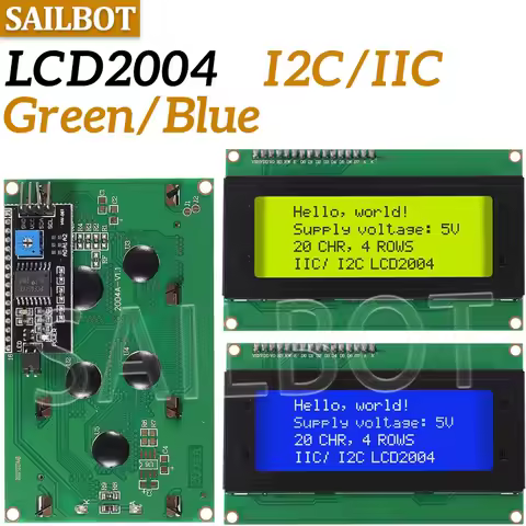 1PCS LCD2004+I2C LCD2004 20x4 2004A Blue Green Screen Character LCD IIC Serial Interface Adapter Mod