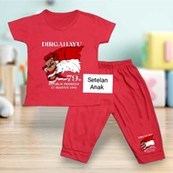 17 August Children's T-shirt and Pants Set for 1-8 Years Old Happy Indonesian Independence Day Babyt