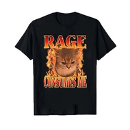 Rage Consumes Me Cat T-Shirt - Funny Flame Cat Funny Shirt Graphic Tee for Men and Women Short Sleev