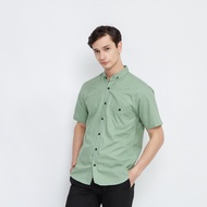 KEMEJA Men's Plain Short Sleeve Shirt in Sage Green | Sage Green Slimfit High Quality Men's Shirt