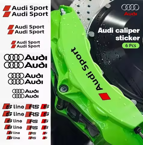 6pcs Car Caliper Cover Sticker Brake Decals for Audi Sport S Sline A3 A6 A4 A5 A7 RS4 RS5 RS6 RS3 RS