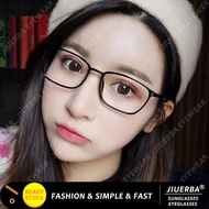(JIUERBA) Simple Small Frame Radiation Protection Eyeglasses for Women Rectangular Frame Eyeglasses 