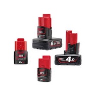 Milwaukee RED-LITHIUM™ M12 Battery for 2.0Ah / 3.0Ah / 4.0Ah / 6.0Ah - Model M12B2/ M12B3/ M12B4/ M1