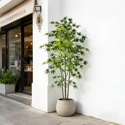 70-140cm Large Fake Maple Tree Tropical Artificial Palm Plants Silk Claw Maple Leaves Faux Ficus Pla