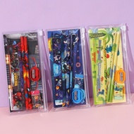 5-piece school supplies set: ruler - pencil - sharpener - eraser - storage bag. Children's school su