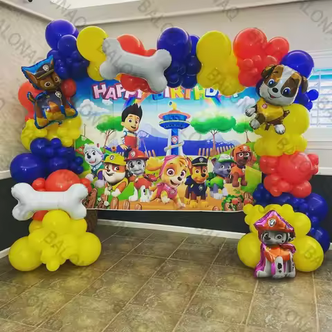 Paw Patrol Balloon Set with Bone Paw Printed Foil Balloons for Pet Dog Patrol Theme Birthday Party D