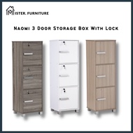 NAOMI 3 Door File Cabinet With Lock Locker Office Locker Cabinet Cupboard Almari Berkunci Almari Buku Kabinet Berkunci