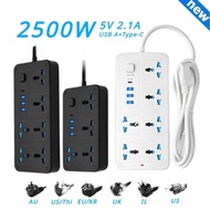 Universal Power Strip Electric Extension Socket EU UK US AU KR Plug 2000W with Usb Type-c 5V 2.1A 1.