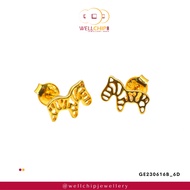 WELL CHIP Zebra Studs Earrings - 916 Gold/Anting-anting Kancing kuda belang - 916 Emas