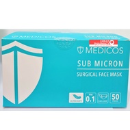 MEDICOS Ultra Soft Sub Micron 4-ply Surgical Face Mask Earloop 50Pcs 06/26 [Sea Blue]