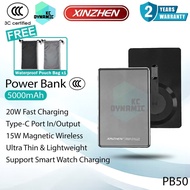 【3C Certified】Xinzhen PB50 5000mAh Powerbank Ultra Thin 20W Fast Charging Power Bank Magnetic Wirele