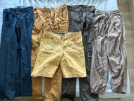 Timberland 卡其褲，uniqlo, h&m, pull&bear 長褲及短褲 共5條
