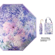 YEYA ร่มสไตล์ภาพวาดน้ำมันพร้อมกระเป๋าถือฟรี กันแดดได้ดี