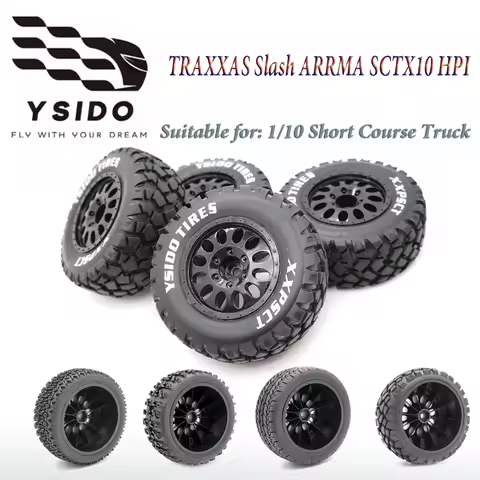 4Pcs 110mm Front Rear Wheels Tire 1/10 Short Course Truck Tyre for TRAXXAS Slash ARRMA Senton HuanQi