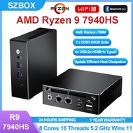 AMD Ryzen9 7940HS PCIE4.0 SSD Dual LAN 2*HDMI USB-C 4K 3Display Desktop Gaming MINI PC