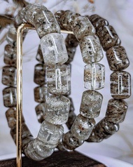 【千層雪花幽靈】白綠色調/透體幽靈水晶桶珠手鍊 一物一拍