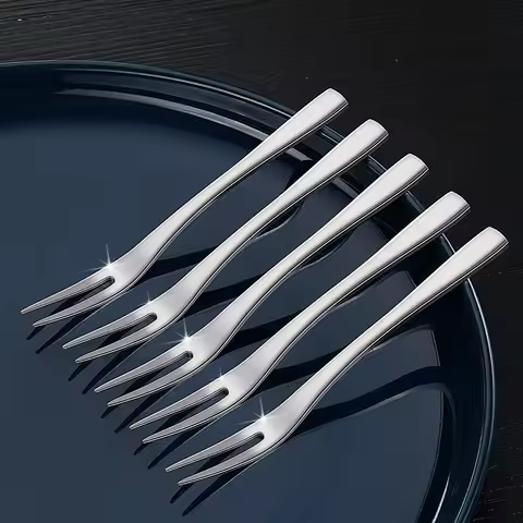 5 Pcs LFGB Certificated 316L Stainless Steel Dessert Fork 99.9% Anti-bacterial Tiny Fruit Fork Well 