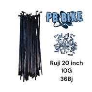 20 inch x 10G spokes Large black finger Model 36pcs children's bicycle size 20