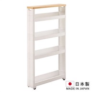 FUDOGIKEN - 5層木面窄身層架 有轆組合儲物收納架 雜物層架 窄巷小空間適用 [日本製]