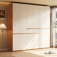 Solid wood wardrobe for home bedroom, milky white natural wood style, segmented wardrobe
