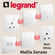 Matt White - Legrand Mallia Senses Switch Socket 13A Suis Lampu, 20A Pemanas, TV Astro Tel RJ45 Loce
