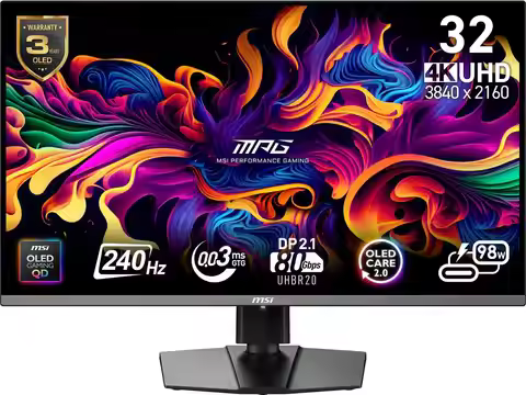 MSI 32 inch UHD 4K 240Hz AMD FreeSync Premium Pro & G-Sync Compatible 0.03ms HDR400 USB-C KVM DP 2.1