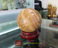 Quả Cầu Phong Thủy Mệnh Thổ Kim Đá Mable Vân Gỗ Tự Nhiên Màu Nâu Đất Đường Kính 93cm