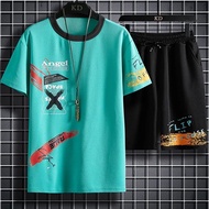 COD- STELAN pria keren pakaian pria terlaris celana&baju 1 set pakaian pria fashion pria terbaru ang