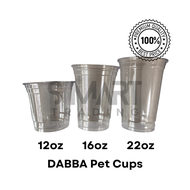 [50pcs] DABBA Plastic Cups / Milk Tea Cups / Coffee Cups (Cup ONLY / Lid ONLY) (12oz/16oz/22oz) - PE