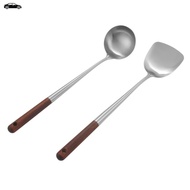 【hzsskkdssw03.sg】Wok Spatula and Ladle Tool Set, 17 Inches Spatula for Wok, Stainless Steel Wok Spatula