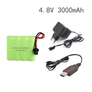 wonderfulↂ◈⊙SM Plug  4.8v 3000mah NiMH Battery + Charger For Rc toys Cars Tanks Robots Boats Guns Ni