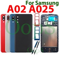 For Samsung Galaxy A02 A025 Battery Back Cover Housing Middle Frame + LCD Front Frame + Lens Frame C