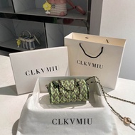 CLKV MIU ออกแบบเฉพาะช่องใส่ปากกากระเป๋ากระเป๋าถือหญิงใหม่อินเทรนด์คุณภาพสูงโซ่กระเป๋าสะพาย Messenger