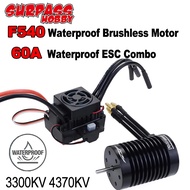F540-V2 Brushless Motor Combo 3300KV 4370KV Sensorless Waterproof F540 motor 3.175mm+60A ESC For 1/1
