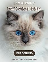 Large Print Password Book for Seniors – Ragdoll Cat Cover, A–Z Tabs, Easy to Use: Password Organizer