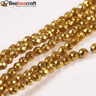 Electroplate Non- Hematite Beads Strands Faceted Round Grade AAAA Golden 2mm Hole: 0.5mm 200pcs/stra