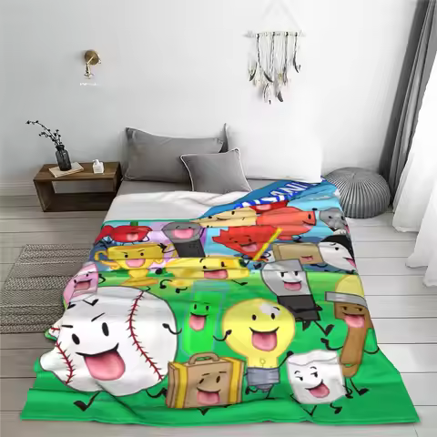 Bfdi Inanimate Insanity Cartoon Blanket All Characters Plush Vintage Soft Throw Blanket Chair Coveri