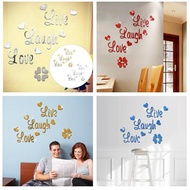 DIY   LIVE LOVE LAUGH Heart   Pattern Acrylic Mirror Effect Sticker Wall Sticker For Home Decoration