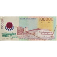 Uang Kuno Indonesia Polymer 100rb /100000 Soekarno -Hatta tahun 1999