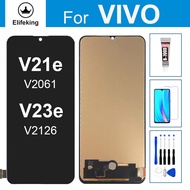 จอแอลซีดีสำหรับ VIVO V21e V23e 4G 5G V2061จอแสดงผล V2126หน้าจอสัมผัสอะไหล่ + เครื่องมือ + กระจกเทมเป