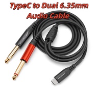 Type C to Dual 6.35mm TS OFC Audio Output Cable Built-in DAC Chipset