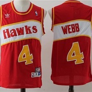 Jersey Embroidered Basketball Jersey Atlanta Hawks WEBB Jerseys Eagles No. 4 WEBB Retro Mesh Basketb