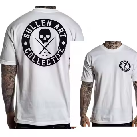 New Men's Sullen Art Collective Logo Art Driven White Tattoo T-Shirt High-end Luxury Unisex Style Bo