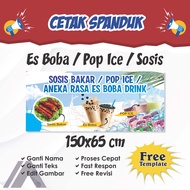 Cetak Spanduk Banner Es Boba/Pop Ice/sosis 150x65