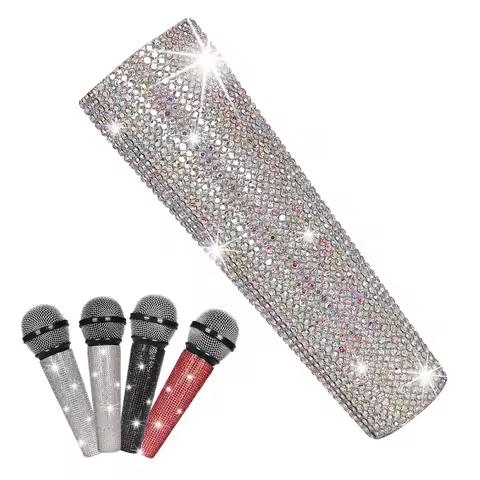 New Short-style Rhinestones Microphone Cover,Rhinestones Microphone Handle Sleeve,for Shure SM58 Bet