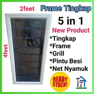 Power Coating WHITE Wrinkly 4ft x 2ft(5 in 1) Frame Tingkap Double Security(Ready stock)